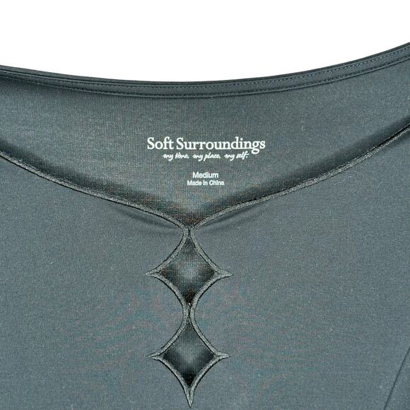 SOFT SURROUNDINGS Black Diamond Cutout Long Sleeve Midi Dress Women's Medium - Picture 5 of 6